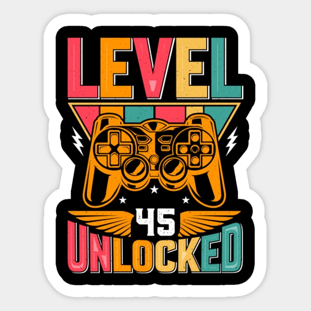 Level 45 Unlocked Awesome Since 1978 Funny Gamer Birthday Sticker by susanlguinn